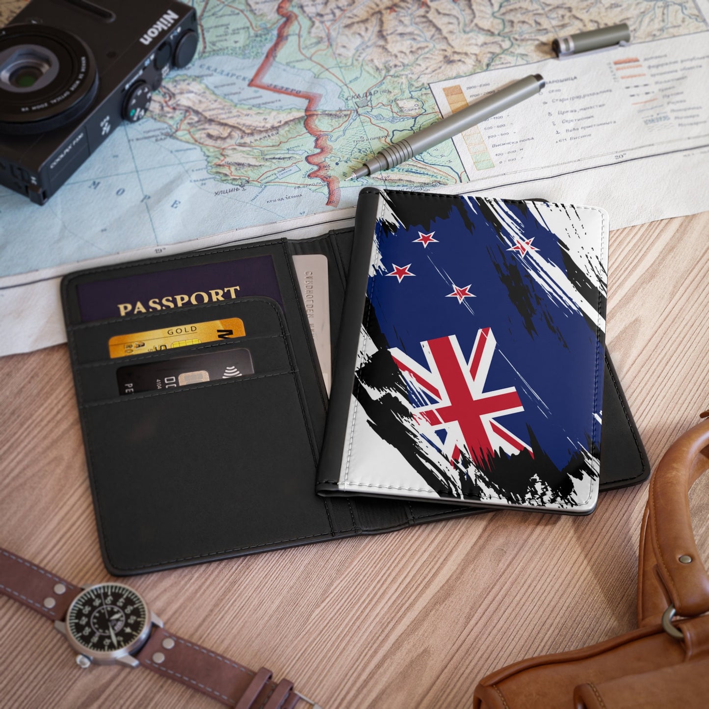 New Zealand Flag Passport Holder, traveler's and expats' essential, study abroad must-have, wanderlust accessory