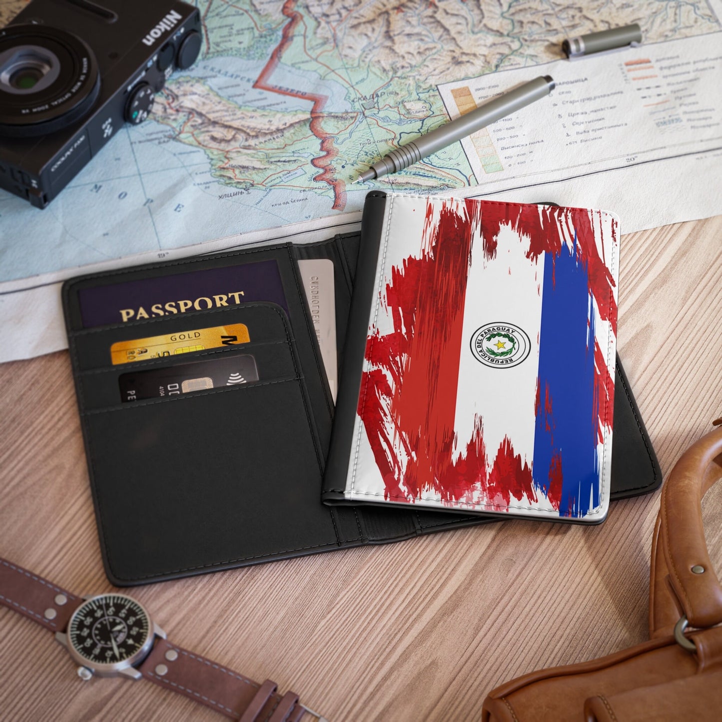 Paraguay Flag Passport Holder, traveler's and expats' essential, study abroad must-have, wanderlust accessory