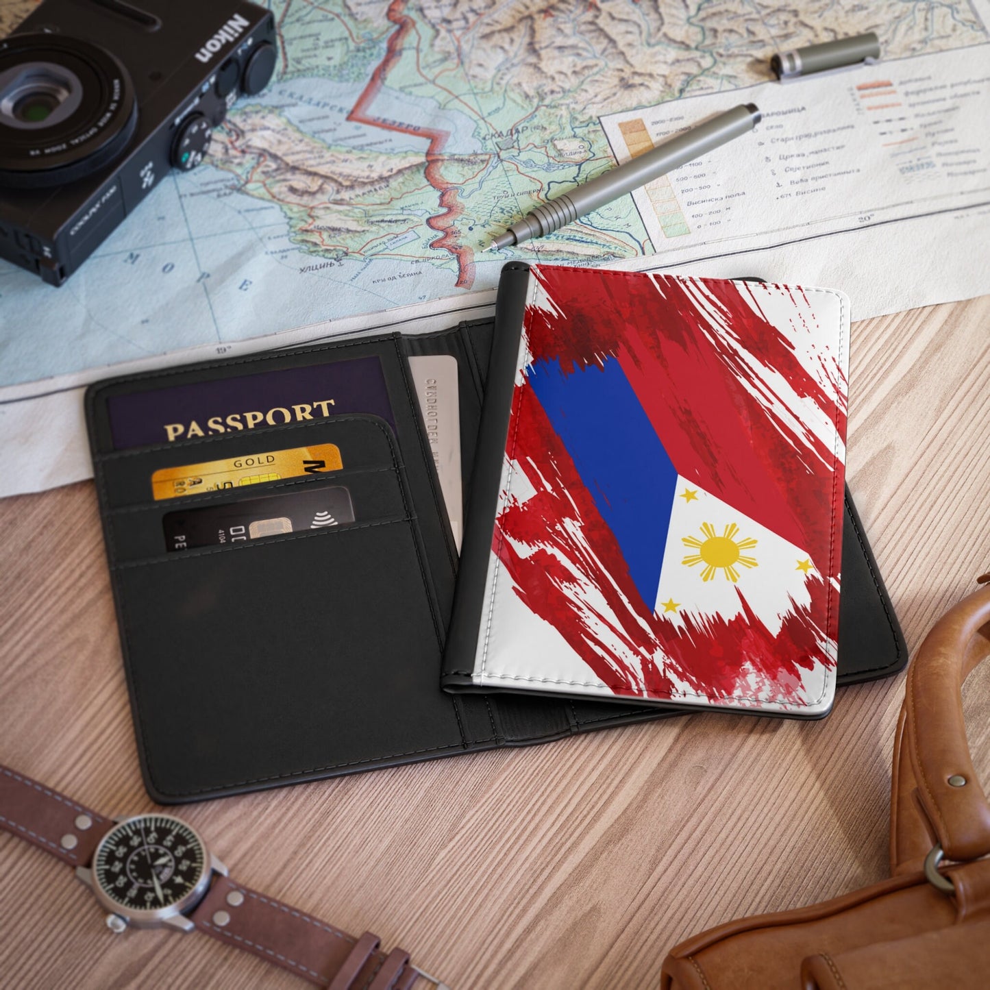 Philippines Flag Passport Holder, traveler's and expats' essential, study abroad must-have, wanderlust accessory