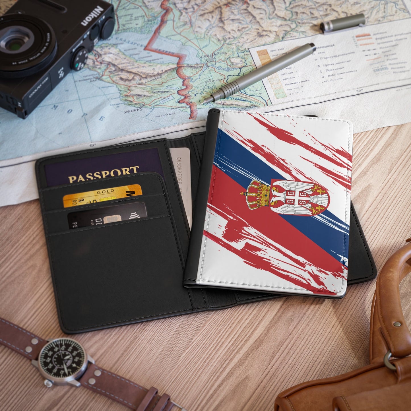 Serbia Flag Passport Holder, traveler's and expats' essential, study abroad must-have, wanderlust accessory