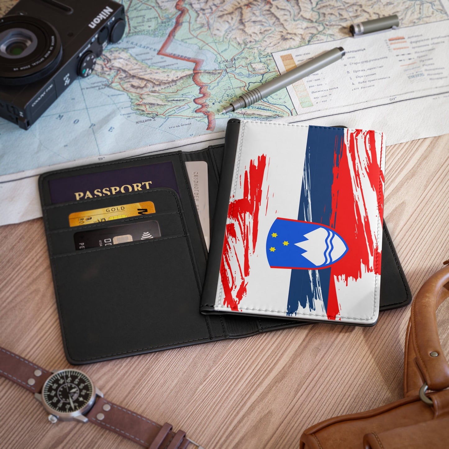 Slovenia Flag Passport Holder, traveler's and expats' essential, study abroad must-have, wanderlust accessory