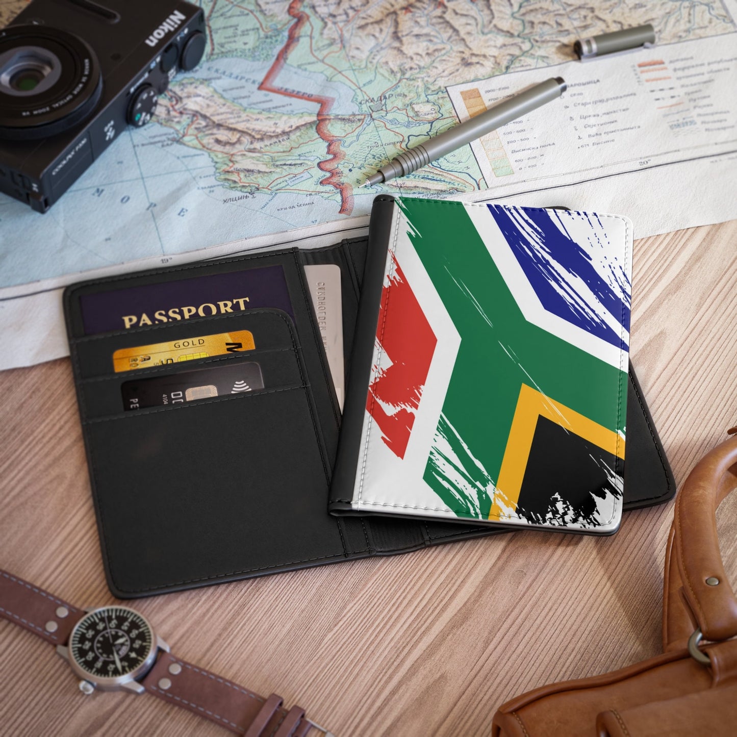 South Africa Flag Passport Holder, traveler's and expats' essential, study abroad must-have, wanderlust accessory