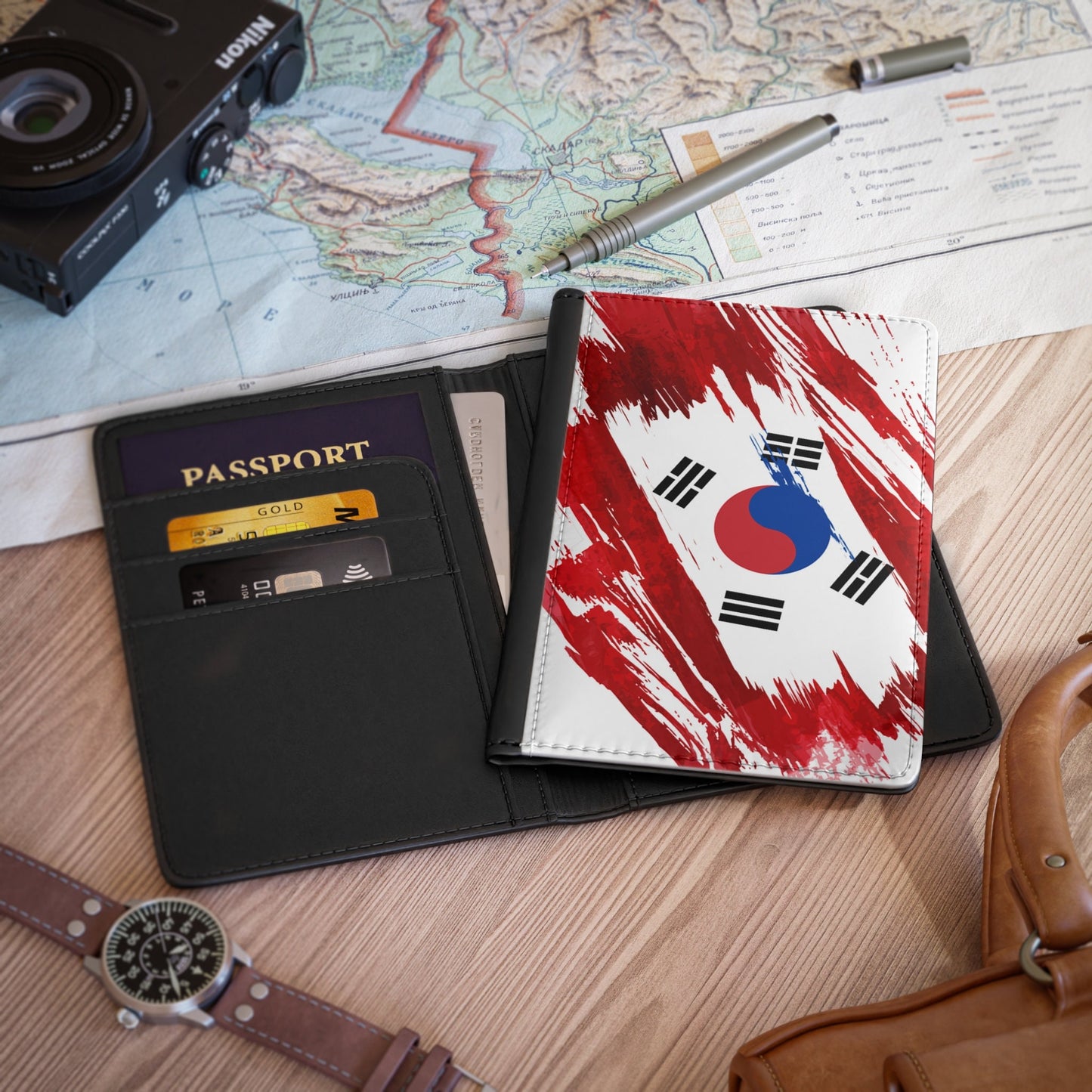 South Korea Flag Passport Holder, traveler's and expats' essential, study abroad must-have, wanderlust accessory