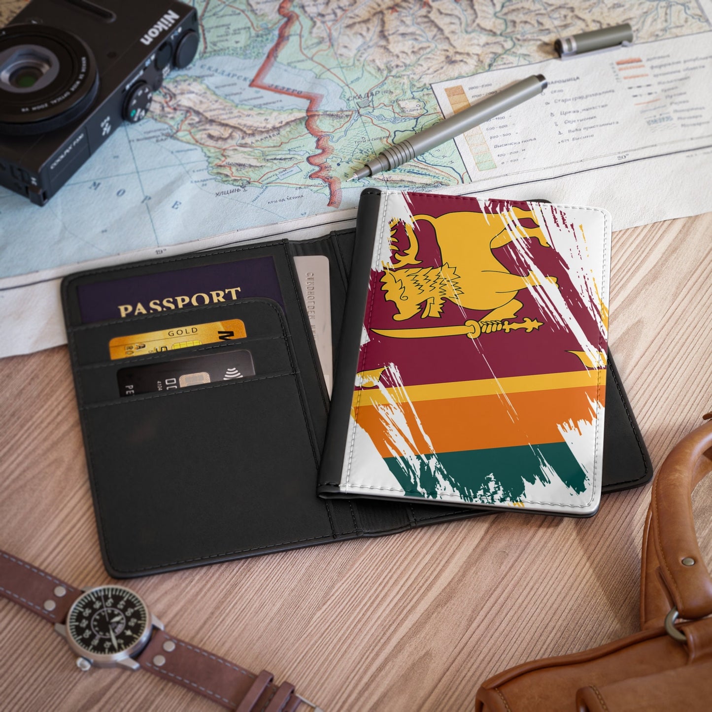 Sri Lanka Flag Passport Holder, traveler's and expats' essential, study abroad must-have, wanderlust accessory