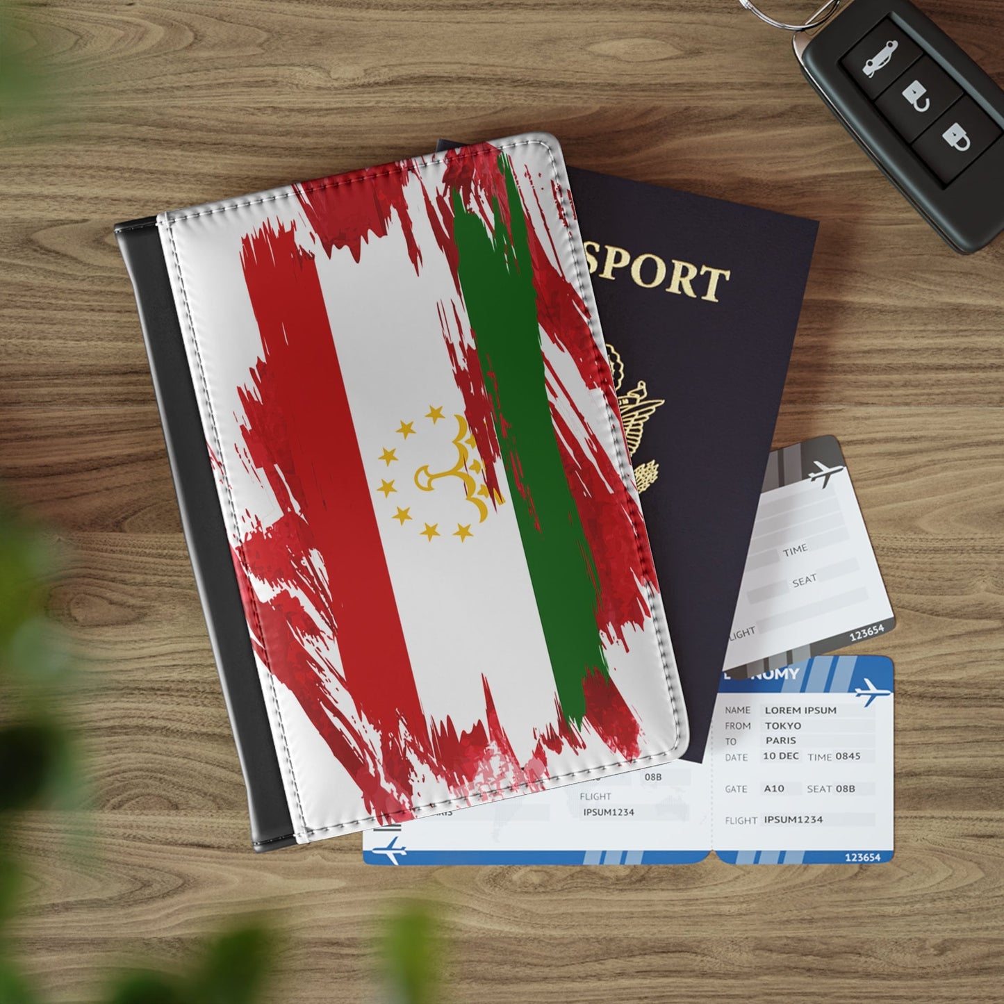 Tajikistan Flag Passport Holder, traveler's and expats' essential, study abroad must-have, wanderlust accessory