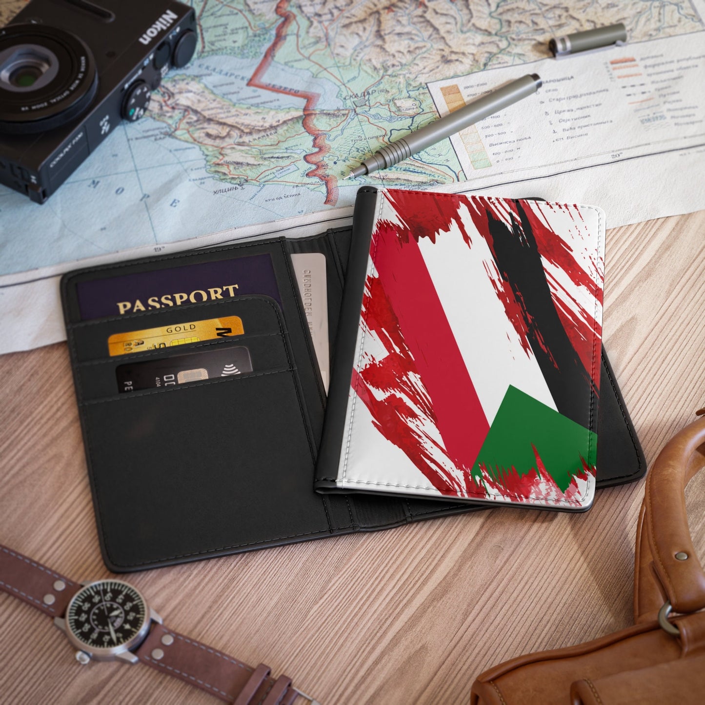 Sudan Flag Passport Holder, traveler's and expats' essential, study abroad must-have, wanderlust accessory