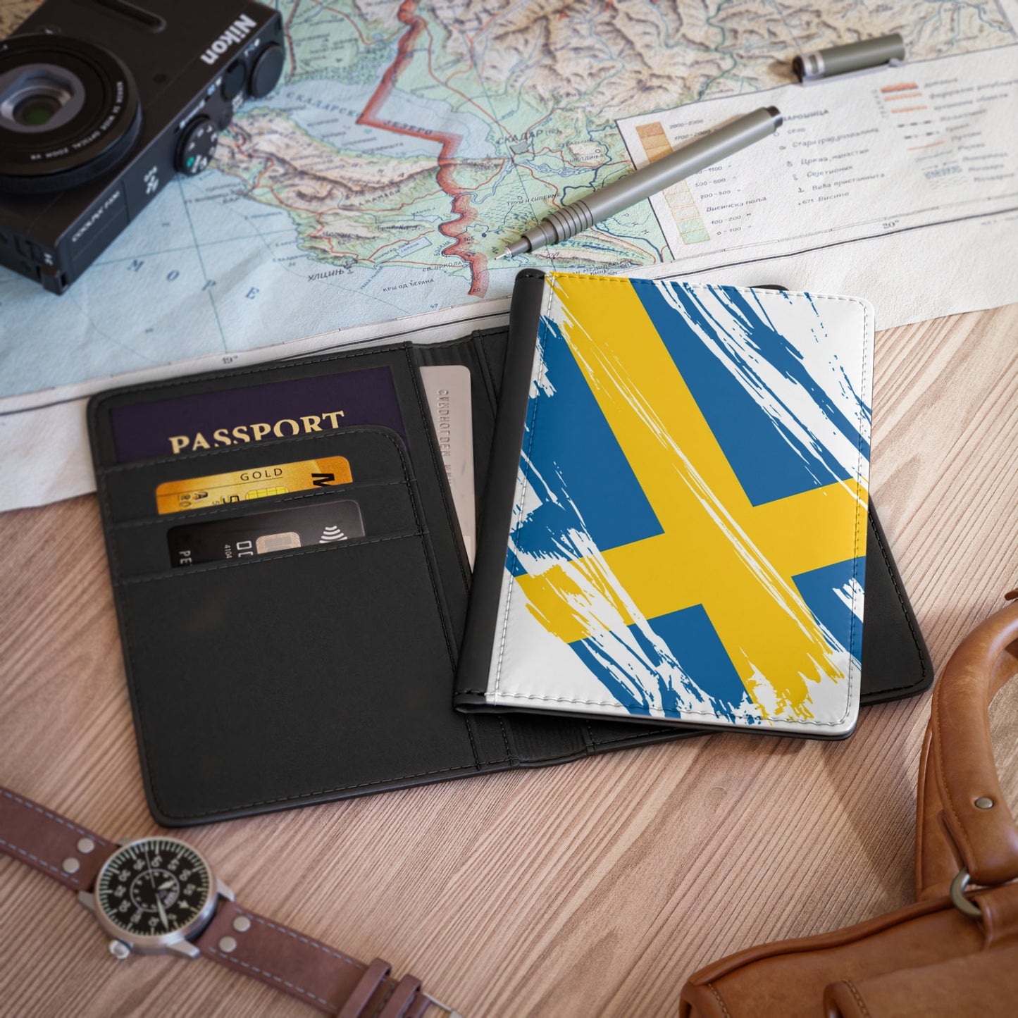 Sweden Flag Passport Holder, traveler's and expats' essential, study abroad must-have, wanderlust accessory