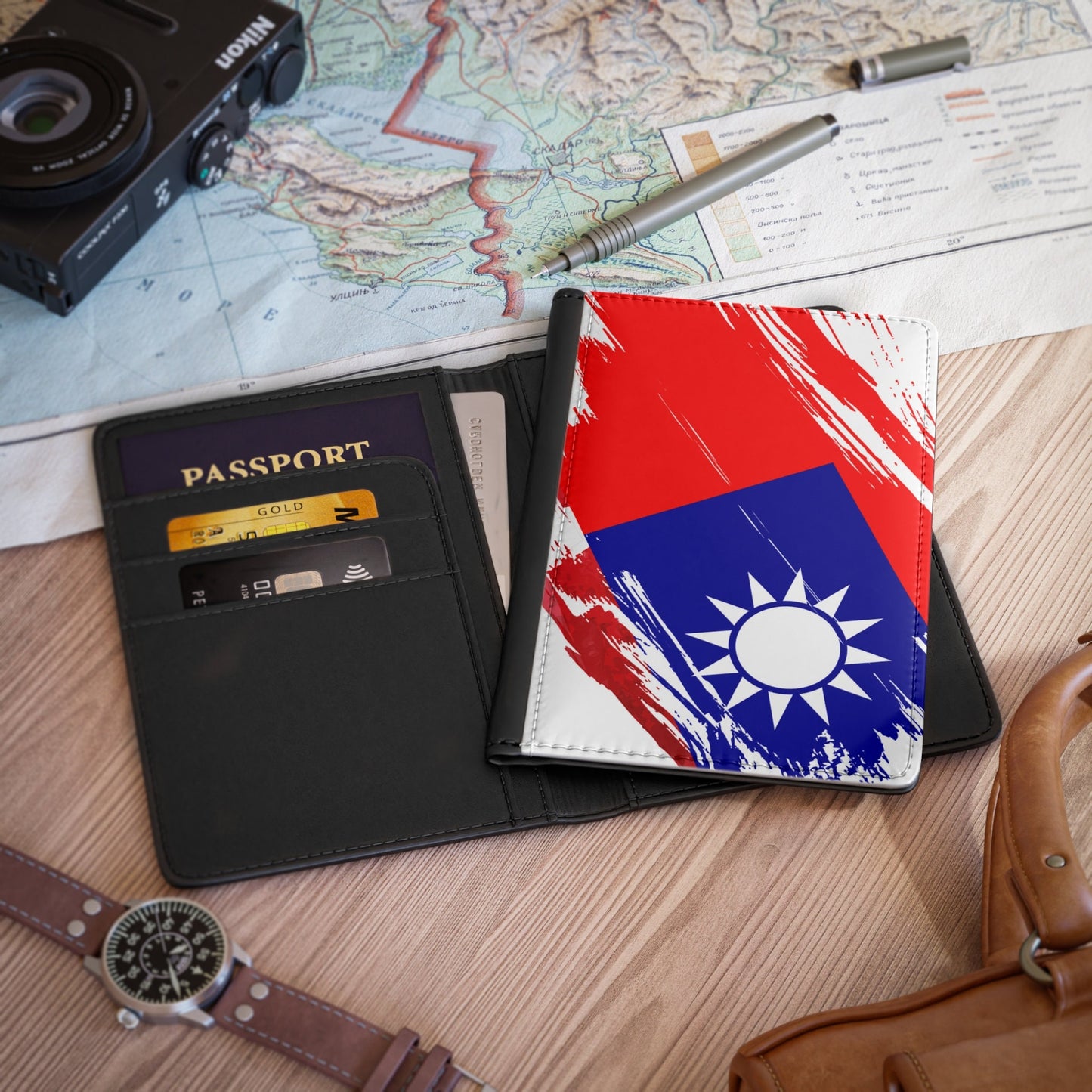 Taiwan Flag Passport Holder, traveler's and expats' essential, study abroad must-have, wanderlust accessory