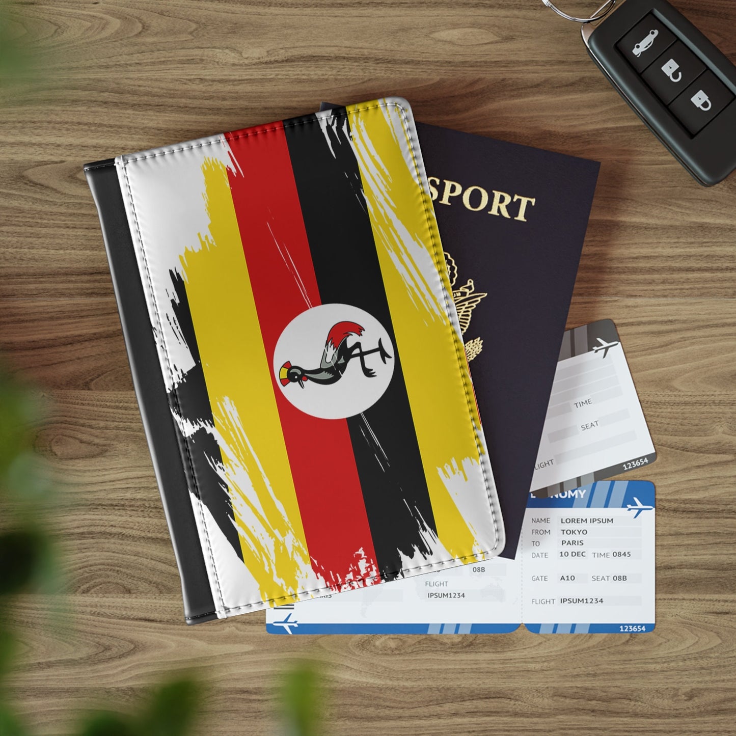 Uganda Flag Passport Holder, traveler's and expats' essential, study abroad must-have, wanderlust accessory