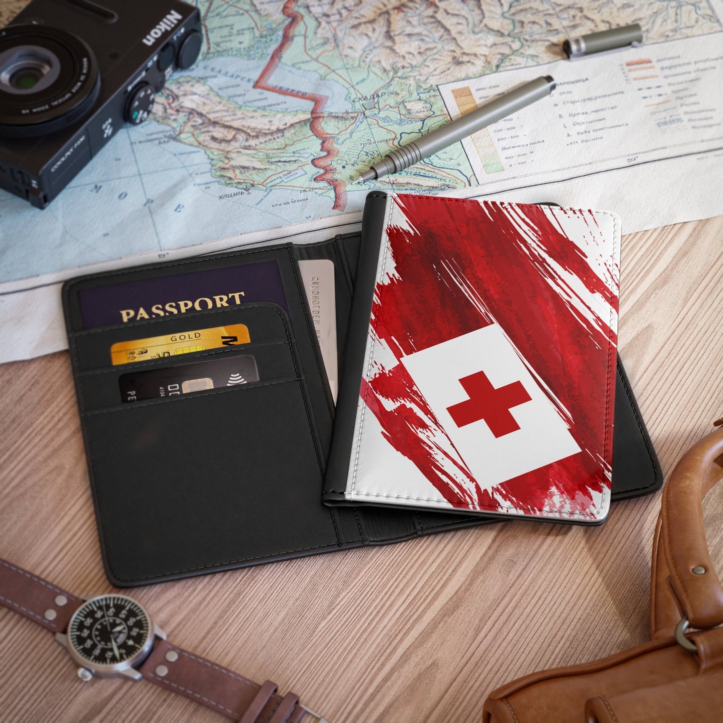 Tonga Flag Passport Holder, traveler's and expats' essential, study abroad must-have, wanderlust accessory