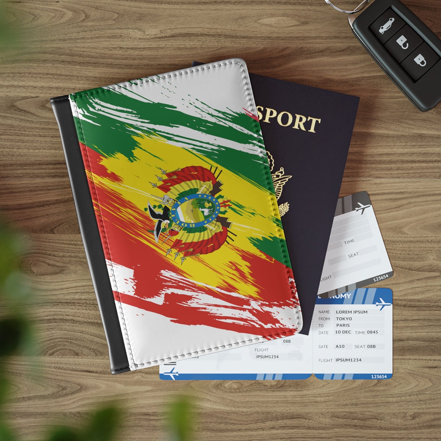 Bolivia Flag Leather Passport Holder, traveler's and expats' essential, study abroad must-have, wanderlust accessory