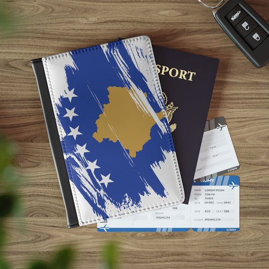 Kosovo Flag Leather Passport Holder, traveler's and expats' essential, study abroad must-have, wanderlust accessory