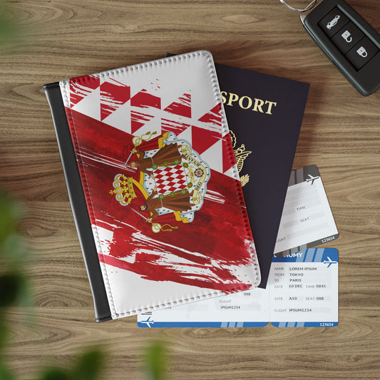 Monaco Flag Leather Passport Holder, traveler's and expats' essential, study abroad must-have, wanderlust accessory