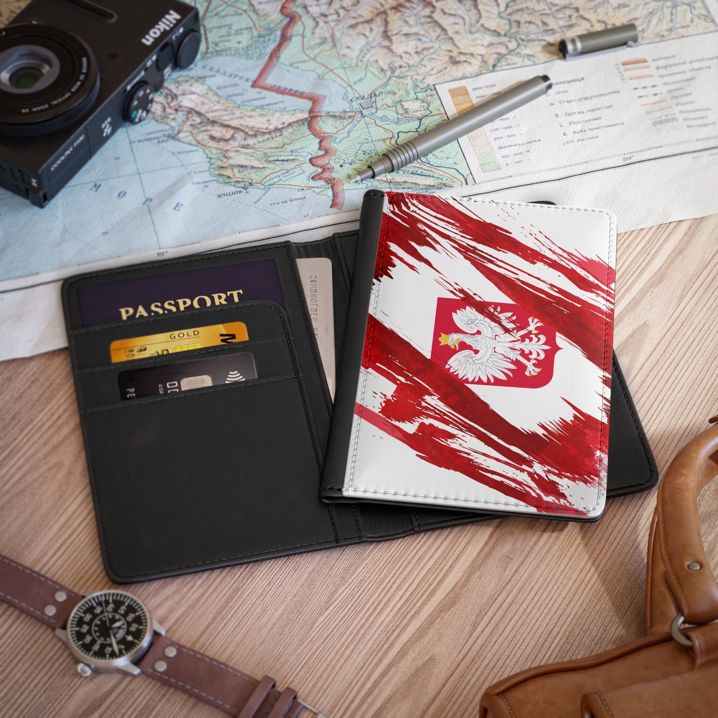 Poland Flag Leather Passport Holder, traveler's and expats' essential, study abroad must-have, wanderlust accessory