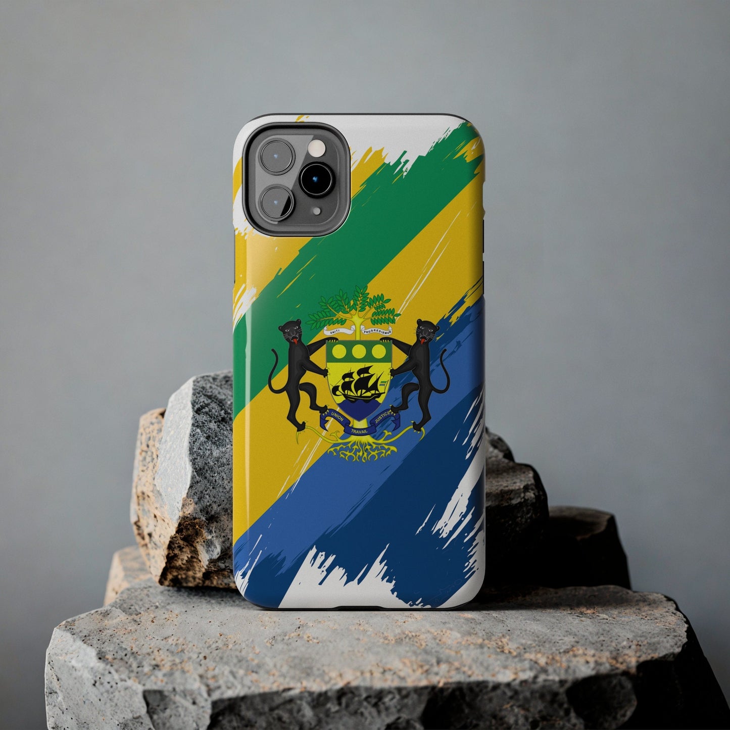 Gabon Flag iPhone Case iPhone 15 14 13 12 Mini 11 XR Xs X 8 7 SE iPhone Pro Max , Iphone cover, Iphone Tough Case