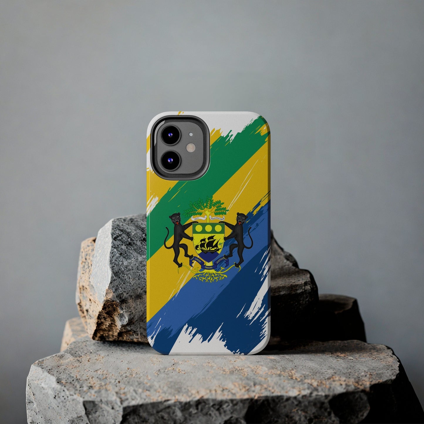 Gabon Flag iPhone Case iPhone 15 14 13 12 Mini 11 XR Xs X 8 7 SE iPhone Pro Max , Iphone cover, Iphone Tough Case