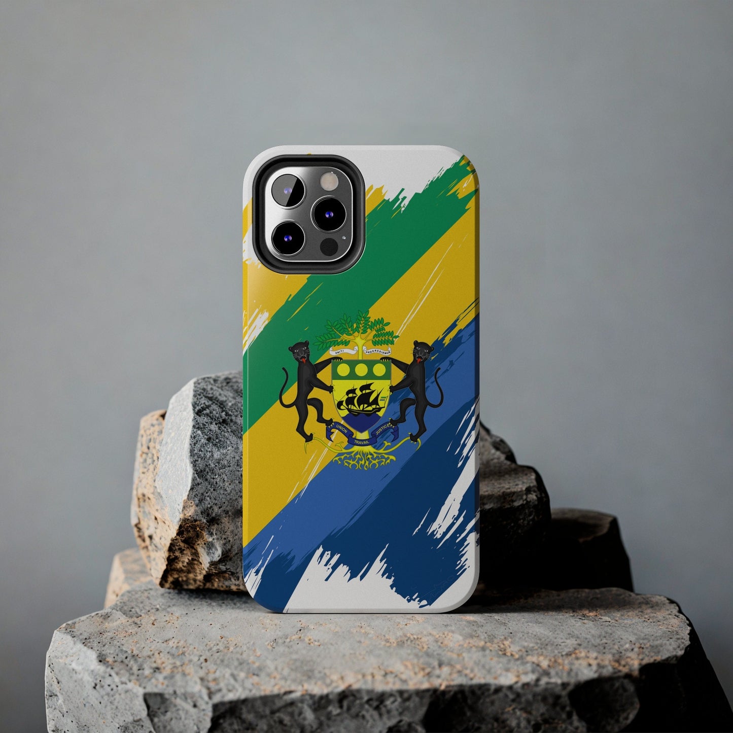 Gabon Flag iPhone Case iPhone 15 14 13 12 Mini 11 XR Xs X 8 7 SE iPhone Pro Max , Iphone cover, Iphone Tough Case