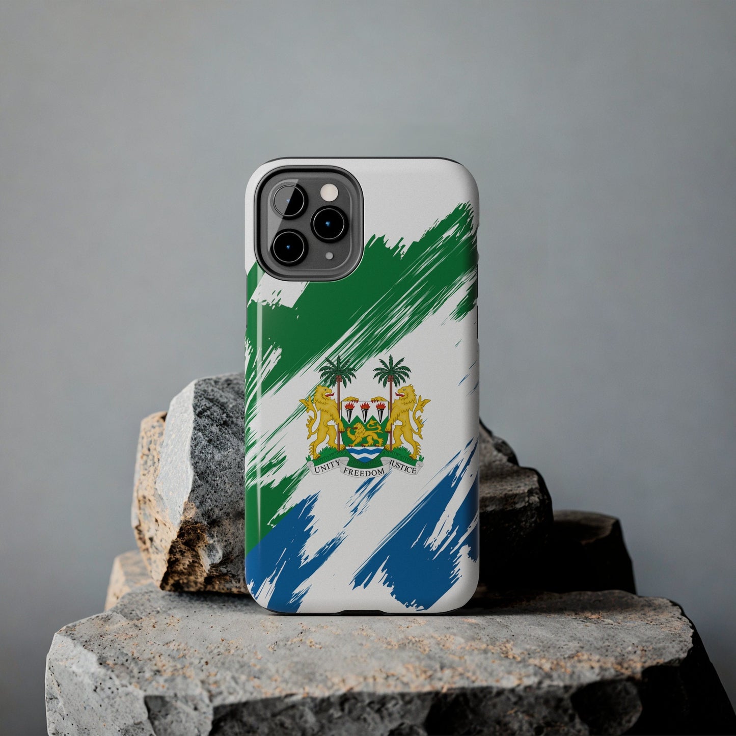 Sierra Leone Flag iPhone Case iPhone 15 14 13 12 Mini 11 XR Xs X 8 7 SE iPhone Pro Max , Iphone cover, Iphone Tough Case