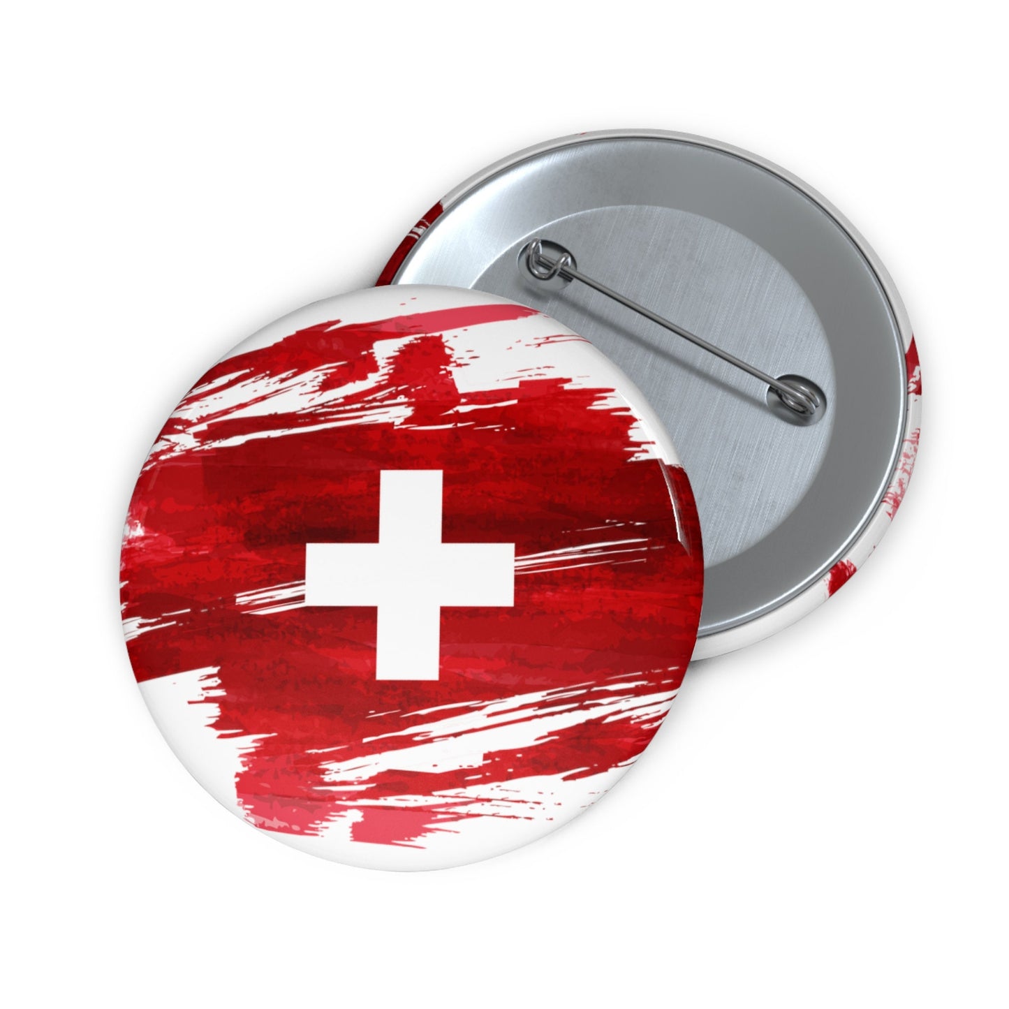 Switzerland Flag Pin Button - Custom Pinback, Patriotic Campaign Buttons, Personalized Birthday Pins, Collectible Badge, Metal Pin
