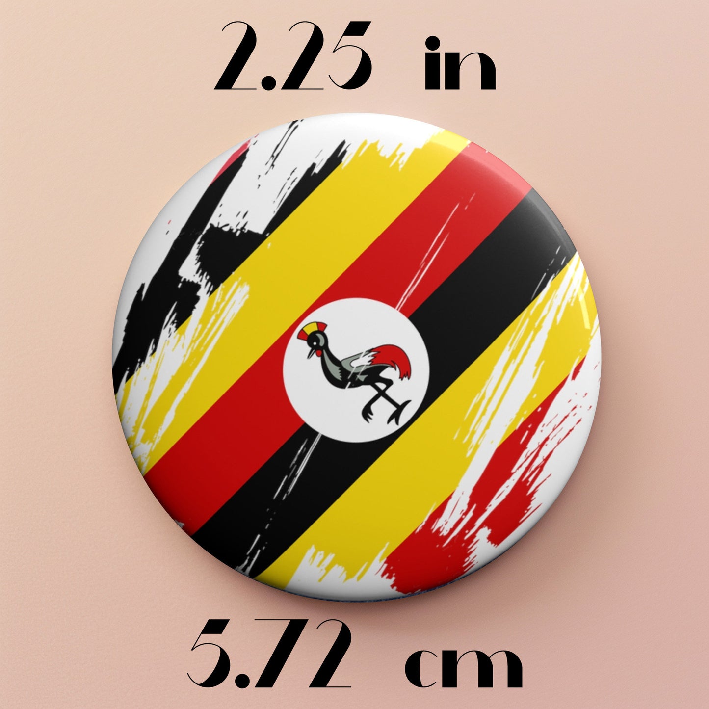 Uganda Flag Pin Button - Custom Pinback, Patriotic Campaign Buttons, Personalized Birthday Pins, Collectible Badge, Metal Pin