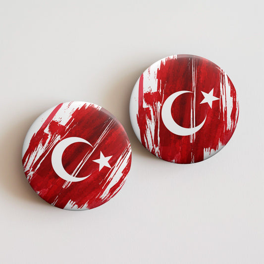 Turkey Flag Pin Button - Custom Pinback, Patriotic Campaign Buttons, Personalized Birthday Pins, Collectible Badge, Metal Pin