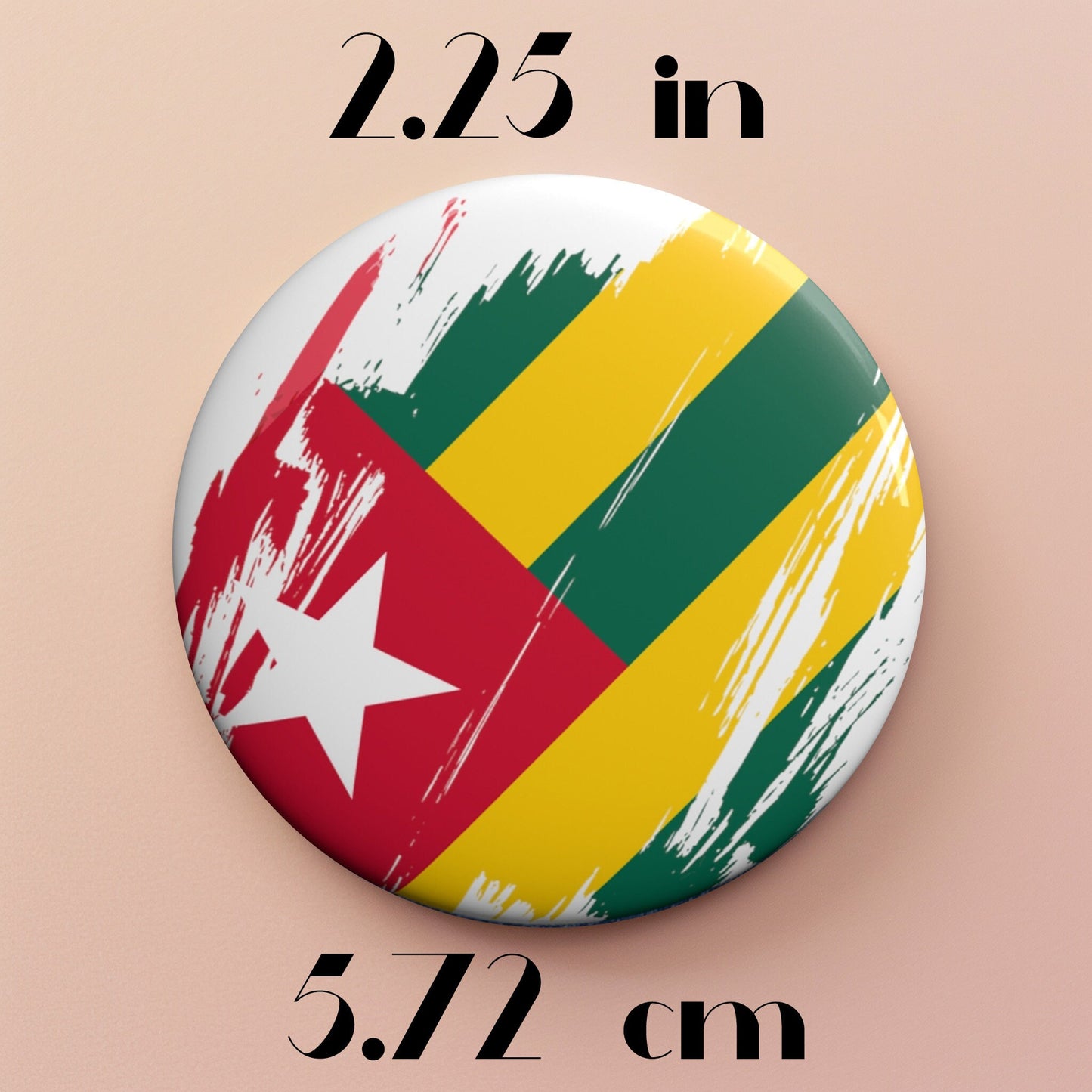 Togo Flag Pin Button - Custom Pinback, Patriotic Campaign Buttons, Personalized Birthday Pins, Collectible Badge, Metal Pin