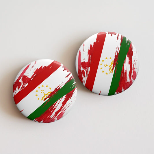 Tajikistan Flag Pin Button - Custom Pinback, Patriotic Campaign Buttons, Personalized Birthday Pins, Collectible Badge, Metal Pin