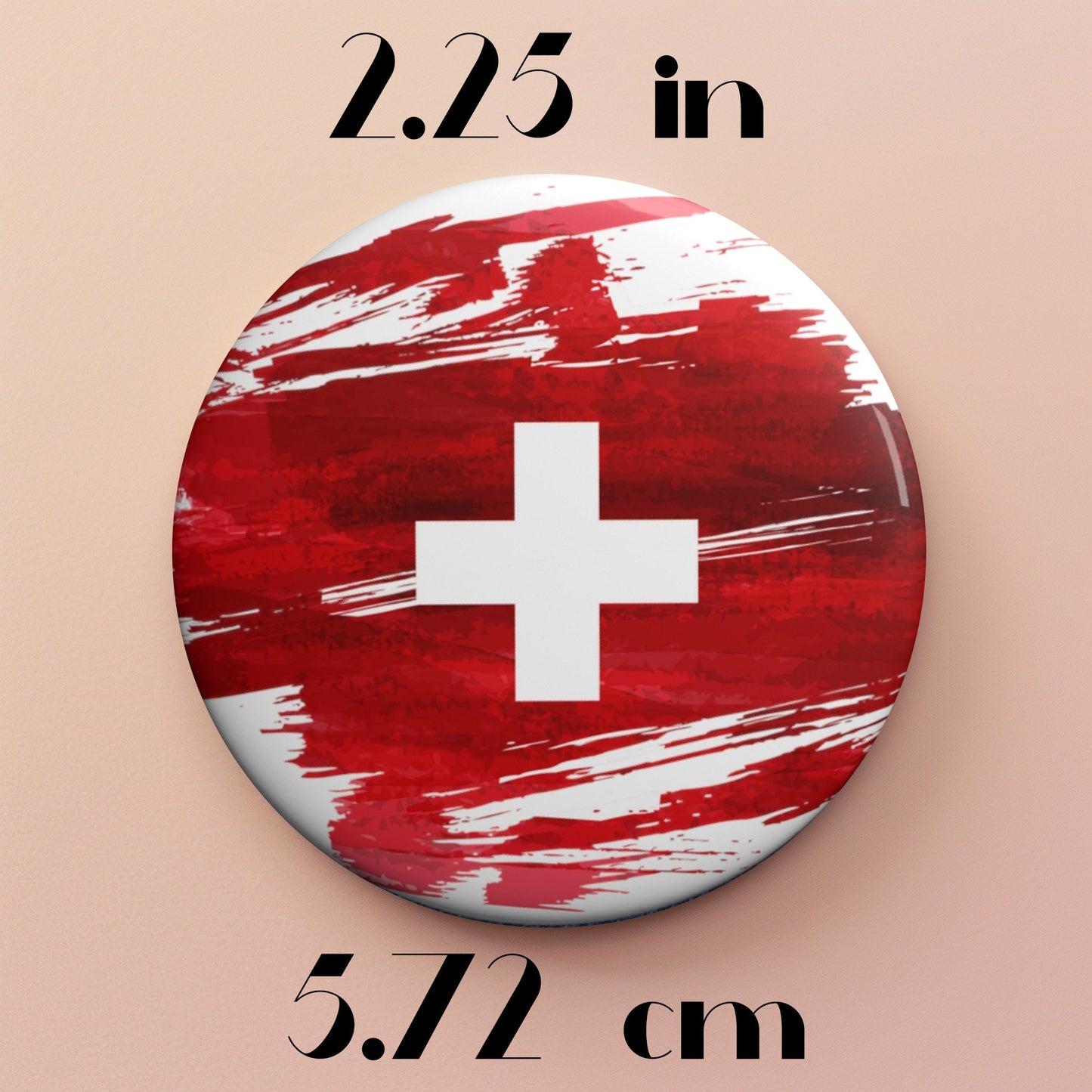 Switzerland Flag Pin Button - Custom Pinback, Patriotic Campaign Buttons, Personalized Birthday Pins, Collectible Badge, Metal Pin