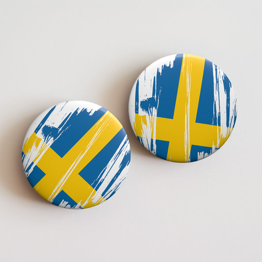 Sweden Flag Pin Button - Custom Pinback, Patriotic Campaign Buttons, Personalized Birthday Pins, Collectible Badge, Metal Pin