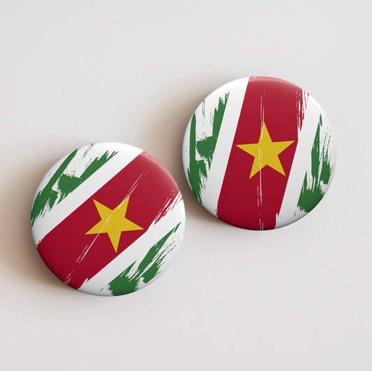 Suriname Flag Pin Button - Custom Pinback, Patriotic Campaign Buttons, Personalized Birthday Pins, Collectible Badge, Metal Pin