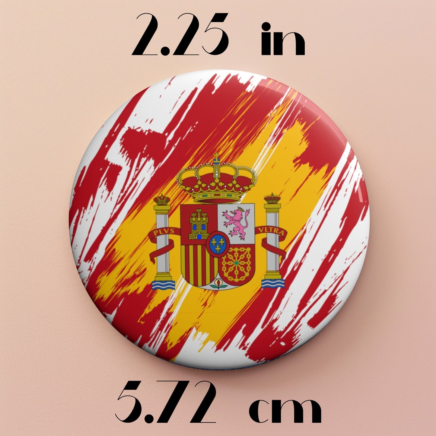 Spain Flag Pin Button - Custom Pinback, Patriotic Campaign Buttons, Personalized Birthday Pins, Collectible Badge, Metal Pin