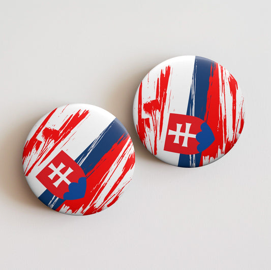 Slovakia Flag Pin Button - Custom Pinback, Patriotic Campaign Buttons, Personalized Birthday Pins, Collectible Badge, Metal Pin