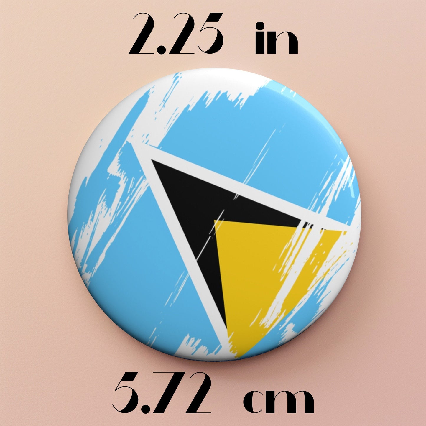 Saint Lucia Flag Pin Button - Custom Pinback, Patriotic Campaign Buttons, Personalized Birthday Pins, Collectible Badge, Metal Pin