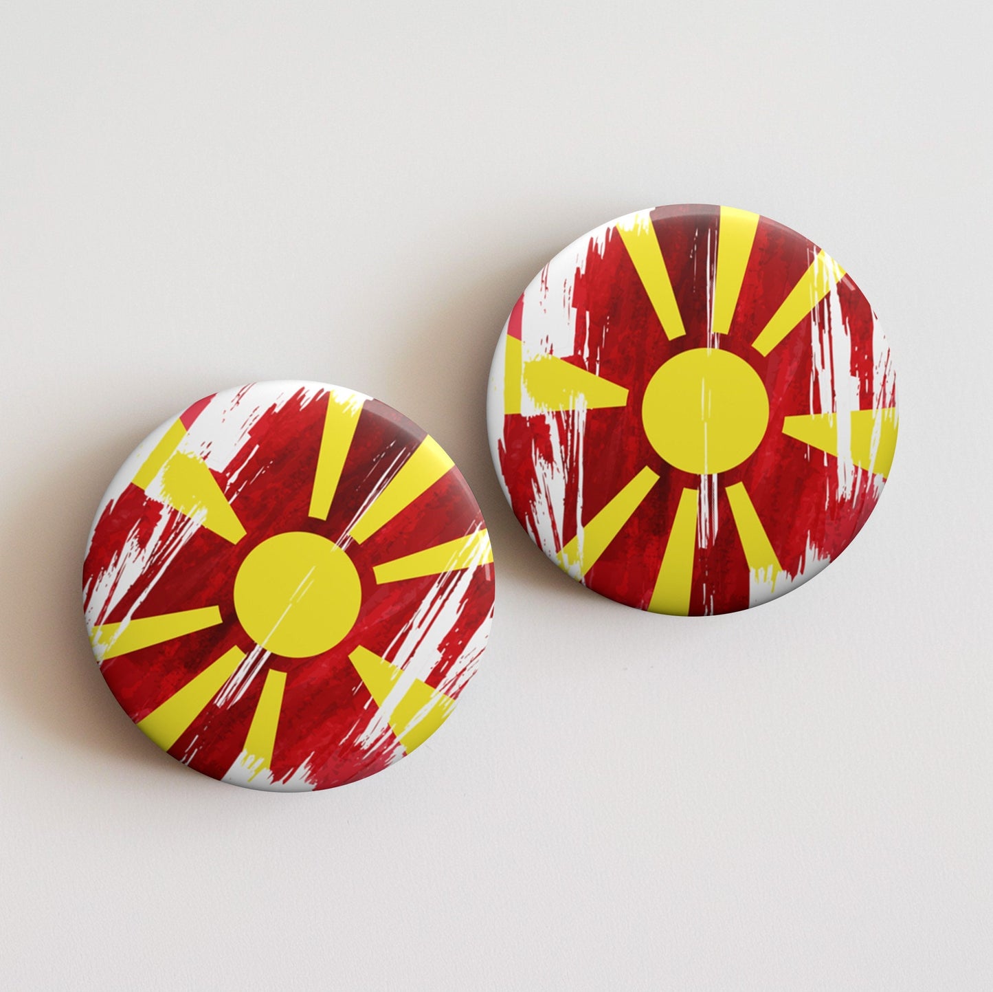 North Macedonia  Flag Pin Button - Custom Pinback, Patriotic Campaign Buttons, Personalized Birthday Pins, Collectible Badge, Metal Pin