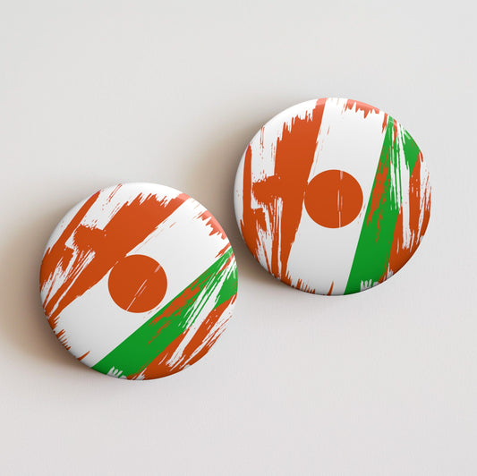 Niger Flag Pin Button - Custom Pinback, Patriotic Campaign Buttons, Personalized Birthday Pins, Collectible Badge, Metal Pin