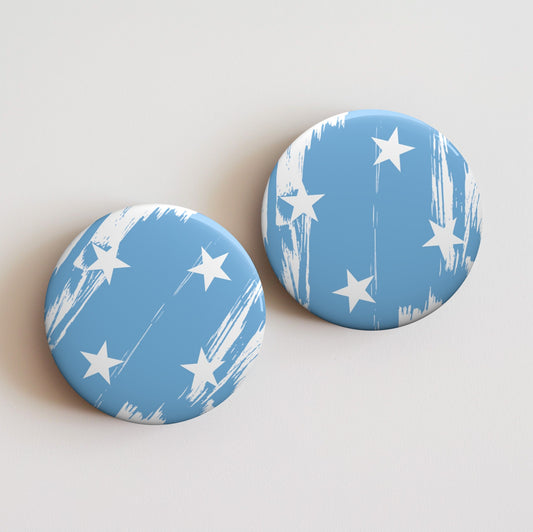 Micronesia Flag Pin Button - Custom Pinback, Patriotic Campaign Buttons, Personalized Birthday Pins, Collectible Badge, Metal Pin