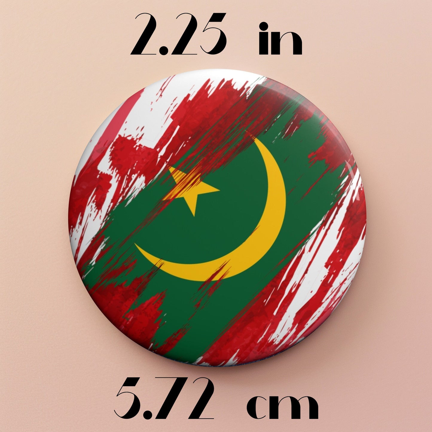Mauritania Flag Pin Button - Custom Pinback, Patriotic Campaign Buttons, Personalized Birthday Pins, Collectible Badge, Metal Pin