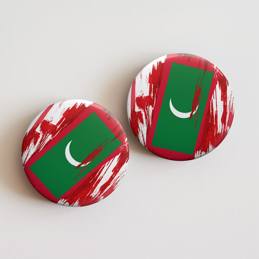 Maldives Flag Pin Button - Custom Pinback, Patriotic Campaign Buttons, Personalized Birthday Pins, Collectible Badge, Metal Pin