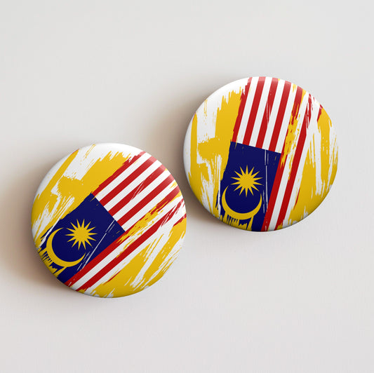 Malaysia Flag Pin Button - Custom Pinback, Patriotic Campaign Buttons, Personalized Birthday Pins, Collectible Badge, Metal Pin