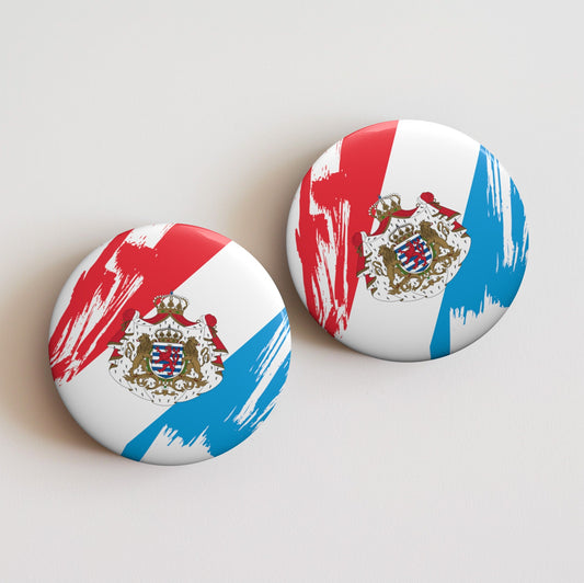 Luxembourg Flag Pin Button - Custom Pinback, Patriotic Campaign Buttons, Personalized Birthday Pins, Collectible Badge, Metal Pin