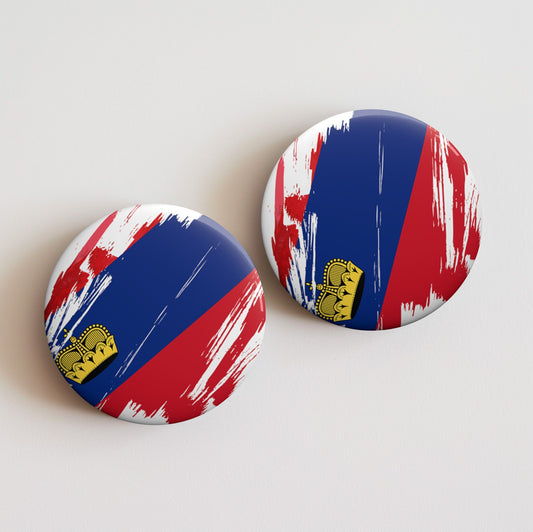 Liechtenstein Flag Pin Button - Custom Pinback, Patriotic Campaign Buttons, Personalized Birthday Pins, Collectible Badge, Metal Pin