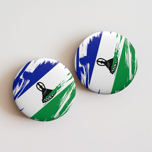 Lesotho Flag Pin Button - Custom Pinback, Patriotic Campaign Buttons, Personalized Birthday Pins, Collectible Badge, Metal Pin