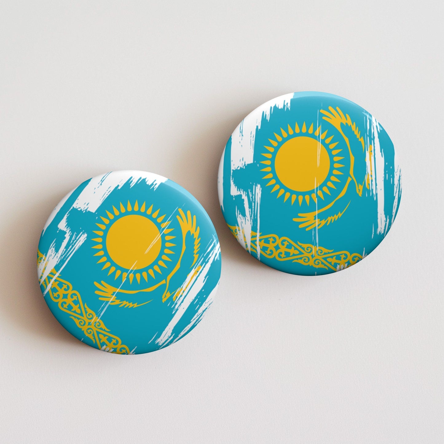 Kazakhstan Flag Pin Button - Custom Pinback, Patriotic Campaign Buttons, Personalized Birthday Pins, Collectible Badge, Metal Pin