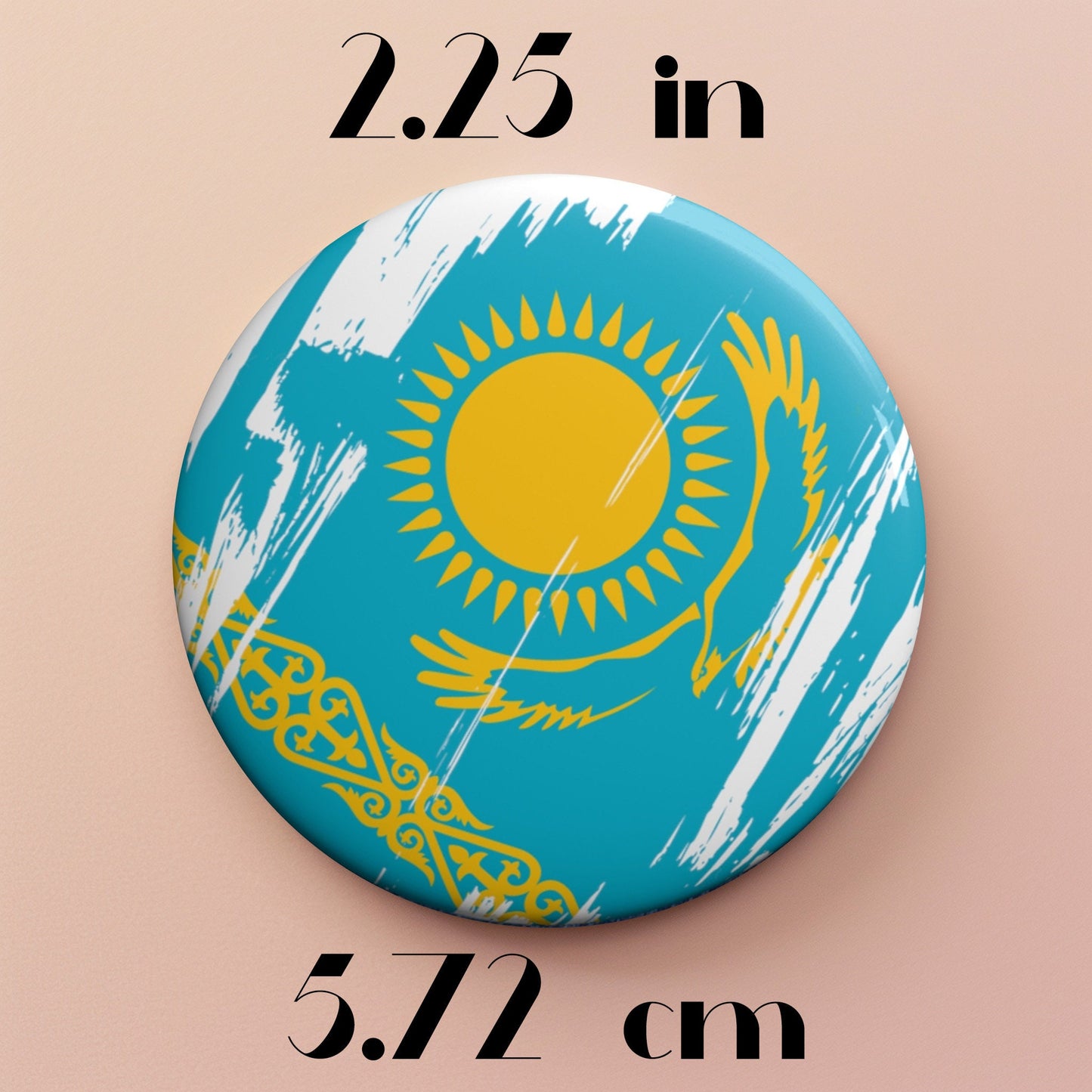 Kazakhstan Flag Pin Button - Custom Pinback, Patriotic Campaign Buttons, Personalized Birthday Pins, Collectible Badge, Metal Pin