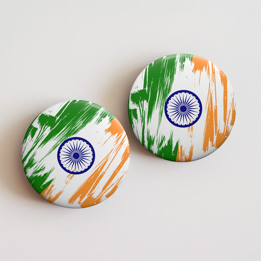 India Flag Pin Button - Custom Pinback, Patriotic Campaign Buttons, Personalized Birthday Pins, Collectible Badge, Metal Pin