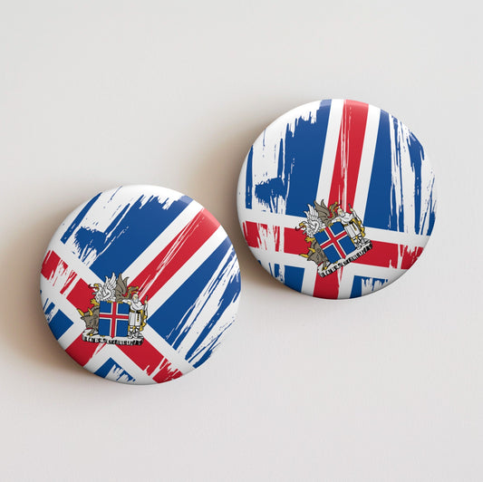 Iceland Flag Pin Button - Custom Pinback, Patriotic Campaign Buttons, Personalized Birthday Pins, Collectible Badge, Metal Pin