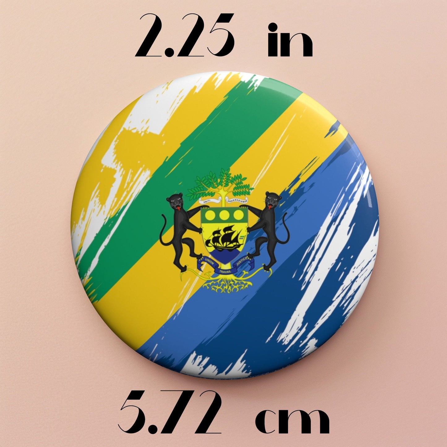 Gabon Flag Pin Button - Custom Pinback, Patriotic Campaign Buttons, Personalized Birthday Pins, Collectible Badge, Metal Pin