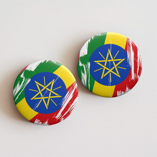 Ethiopia Flag Pin Button - Custom Pinback, Patriotic Campaign Buttons, Personalized Birthday Pins, Collectible Badge, Metal Pin