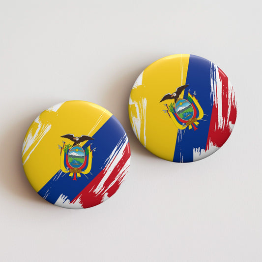 Ecuador Flag Pin Button - Custom Pinback, Patriotic Campaign Buttons, Personalized Birthday Pins, Collectible Badge, Metal Pin