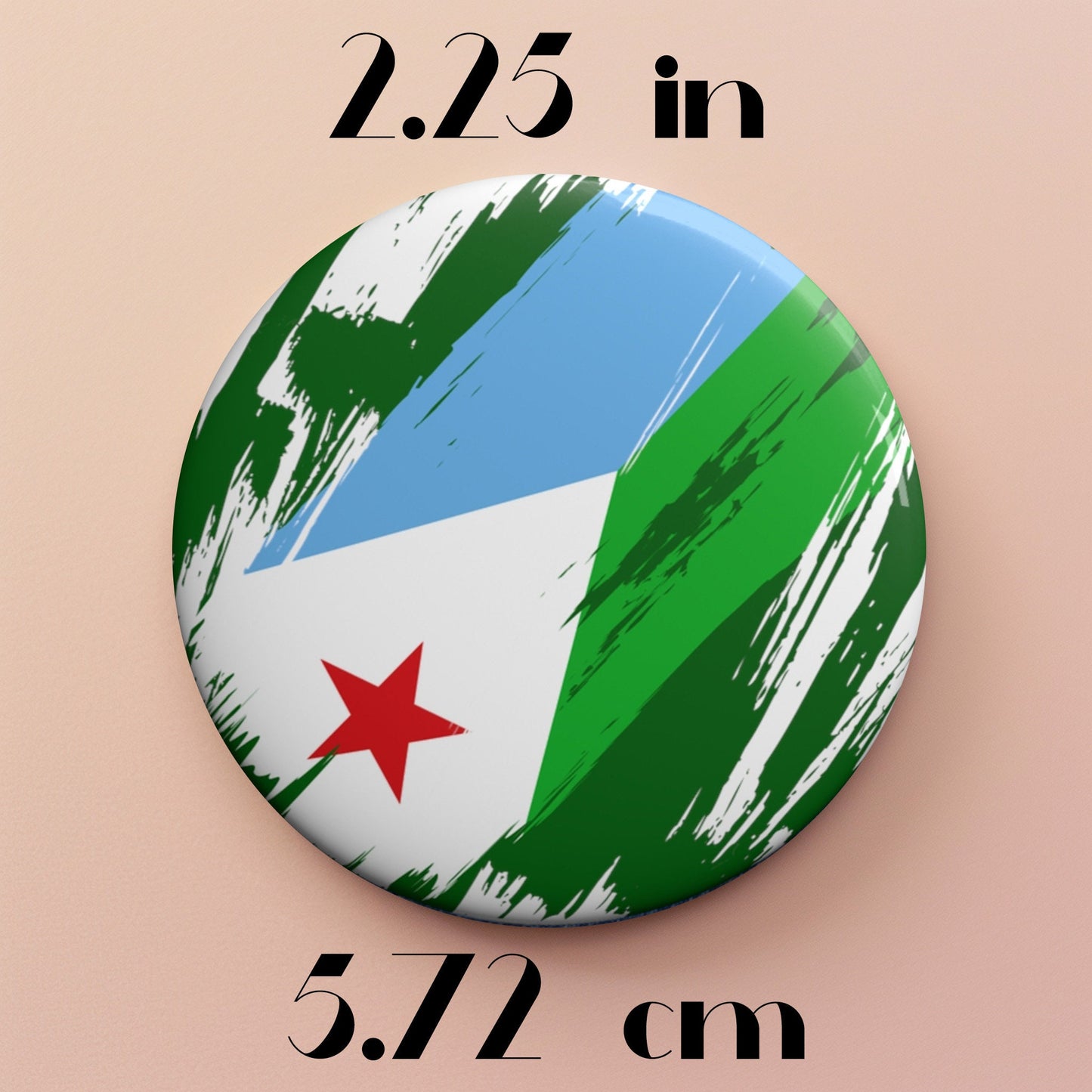 Djibouti Flag Pin Button - Custom Pinback, Patriotic Campaign Buttons, Personalized Birthday Pins, Collectible Badge, Metal Pin